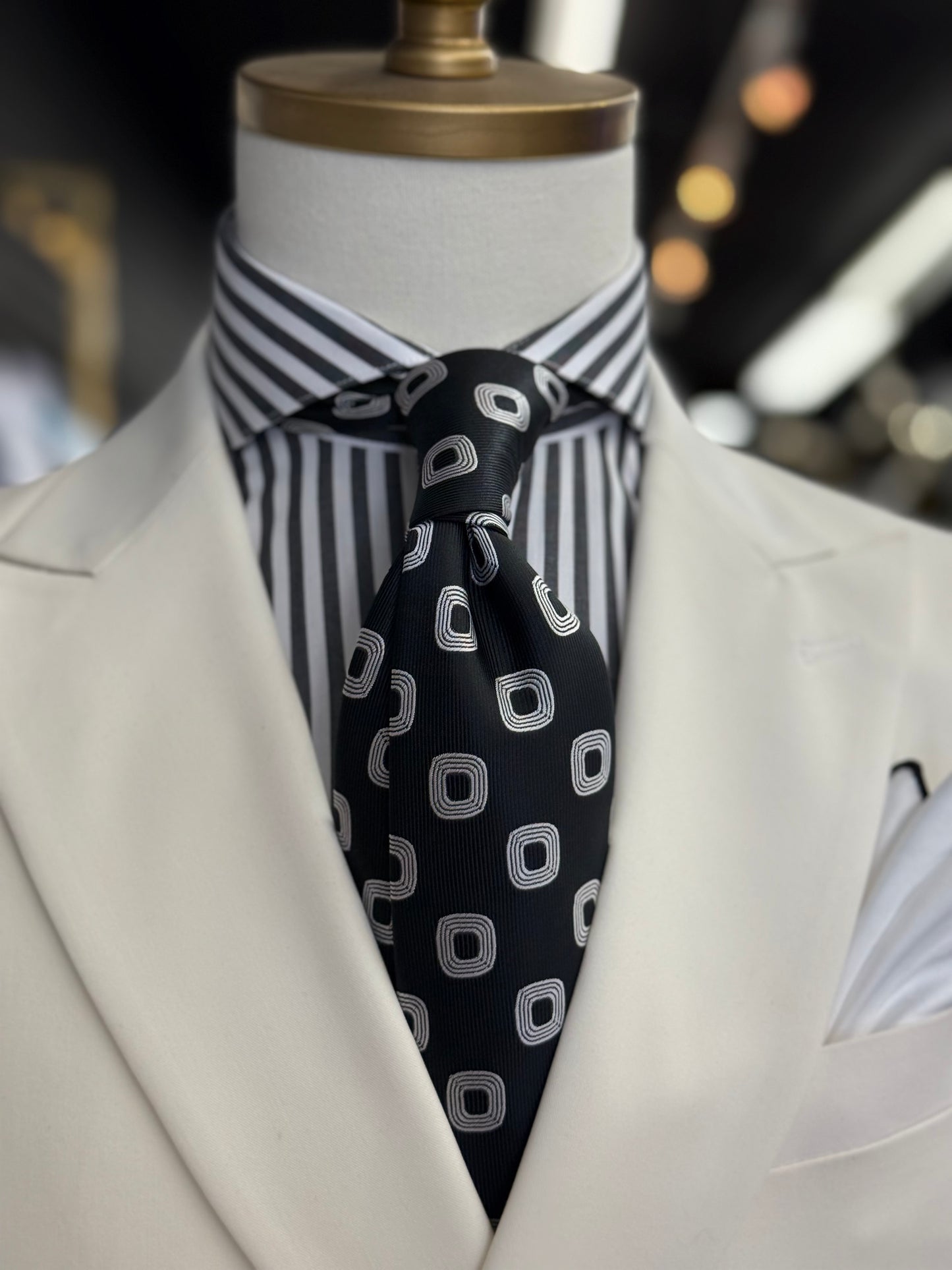 Necktie Square Medallion Black and White