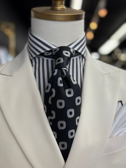 Necktie Square Medallion Black and White