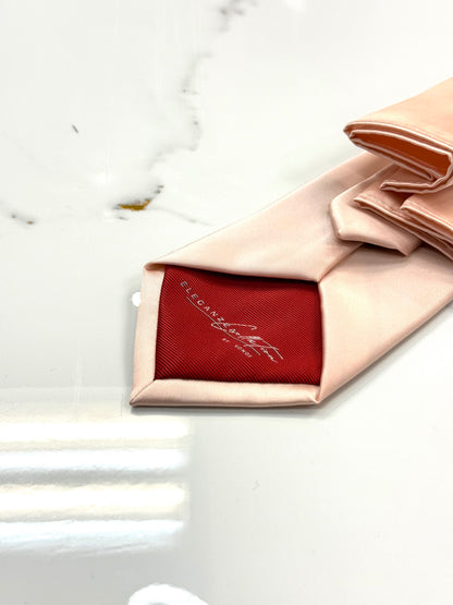 Champagne Blush, Soft Peach Tie & Pocket Square Set