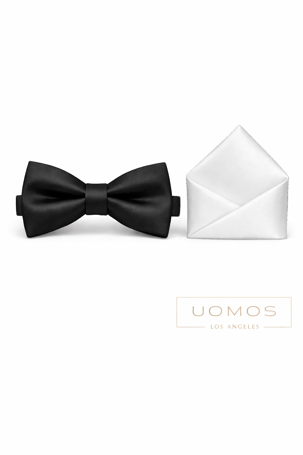 Black Bow tie & White Pocket Square set.