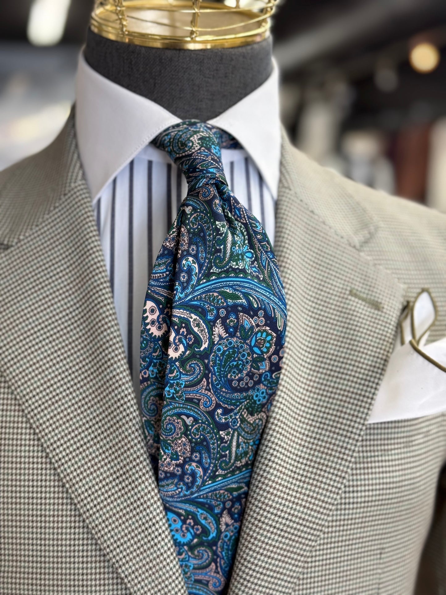 Necktie Paisley Blue and Green
