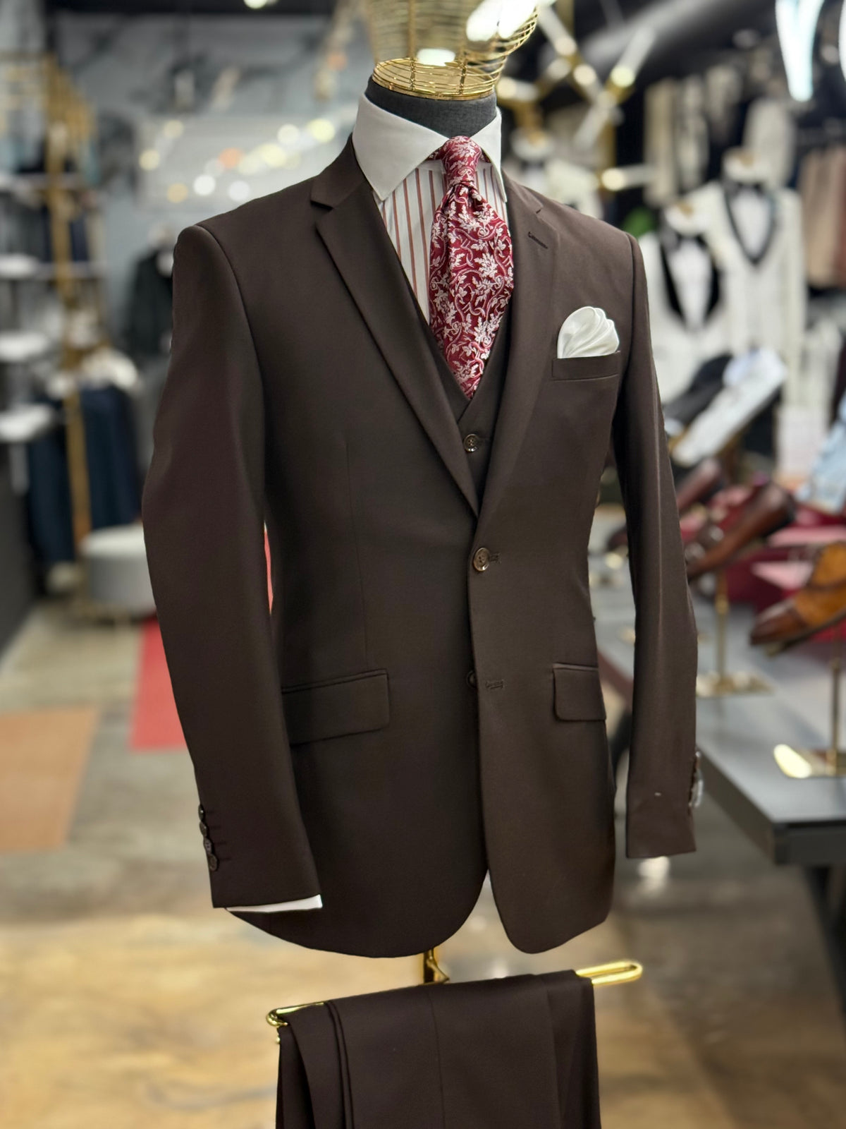 Essential Chocolate Brown Three-Pieces Suit