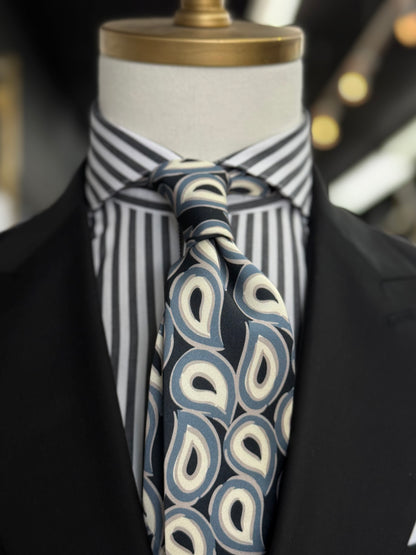 Necktie Geometrical Charcoal Black & Ivory
