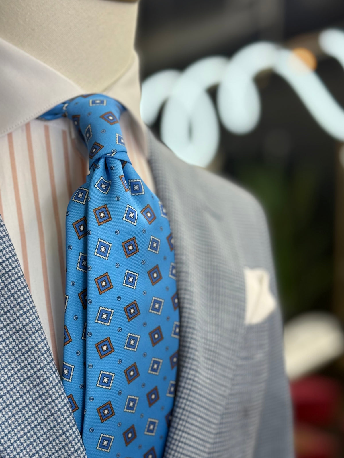 Necktie Geometric L Blue