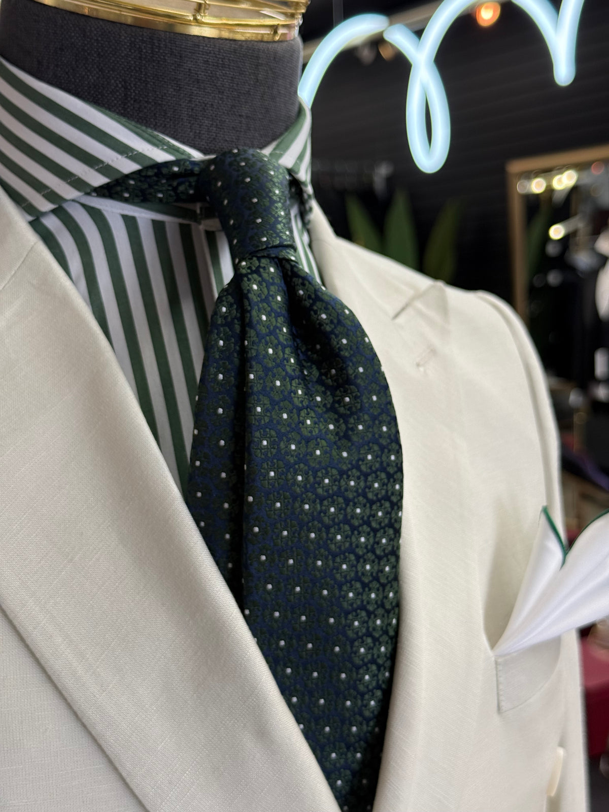 Necktie Medallion Emerald & Midnight Blue