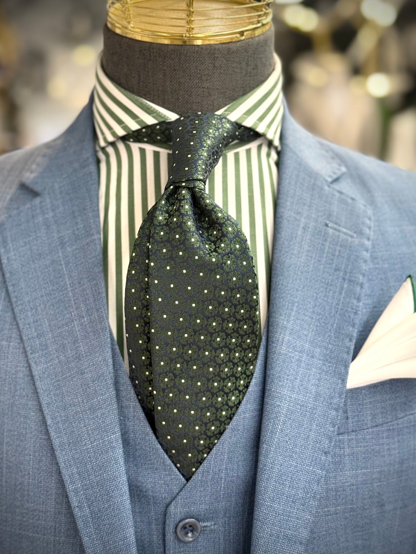 Necktie Hunter Green and Navy geometrical floral