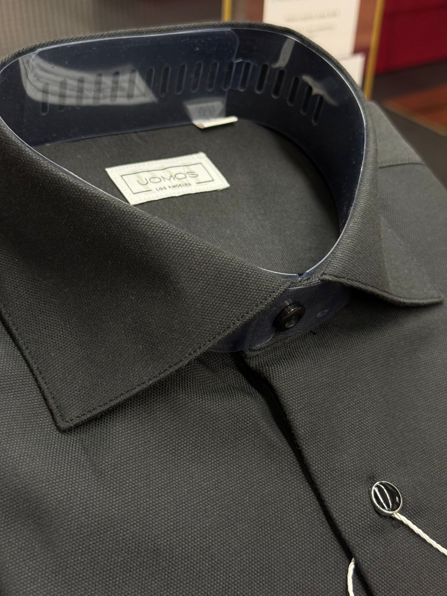 Tuxedo Black pique cotton tuxedo shirt slim fit