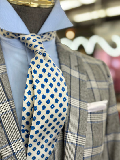 Necktie Medallion White & Blue