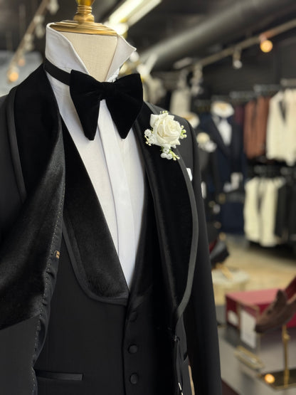 Black Shawl Lapel Velvet Edition