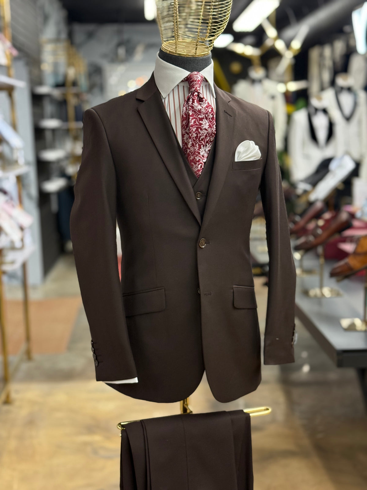 Essential Chocolate Brown Three-Pieces Suit