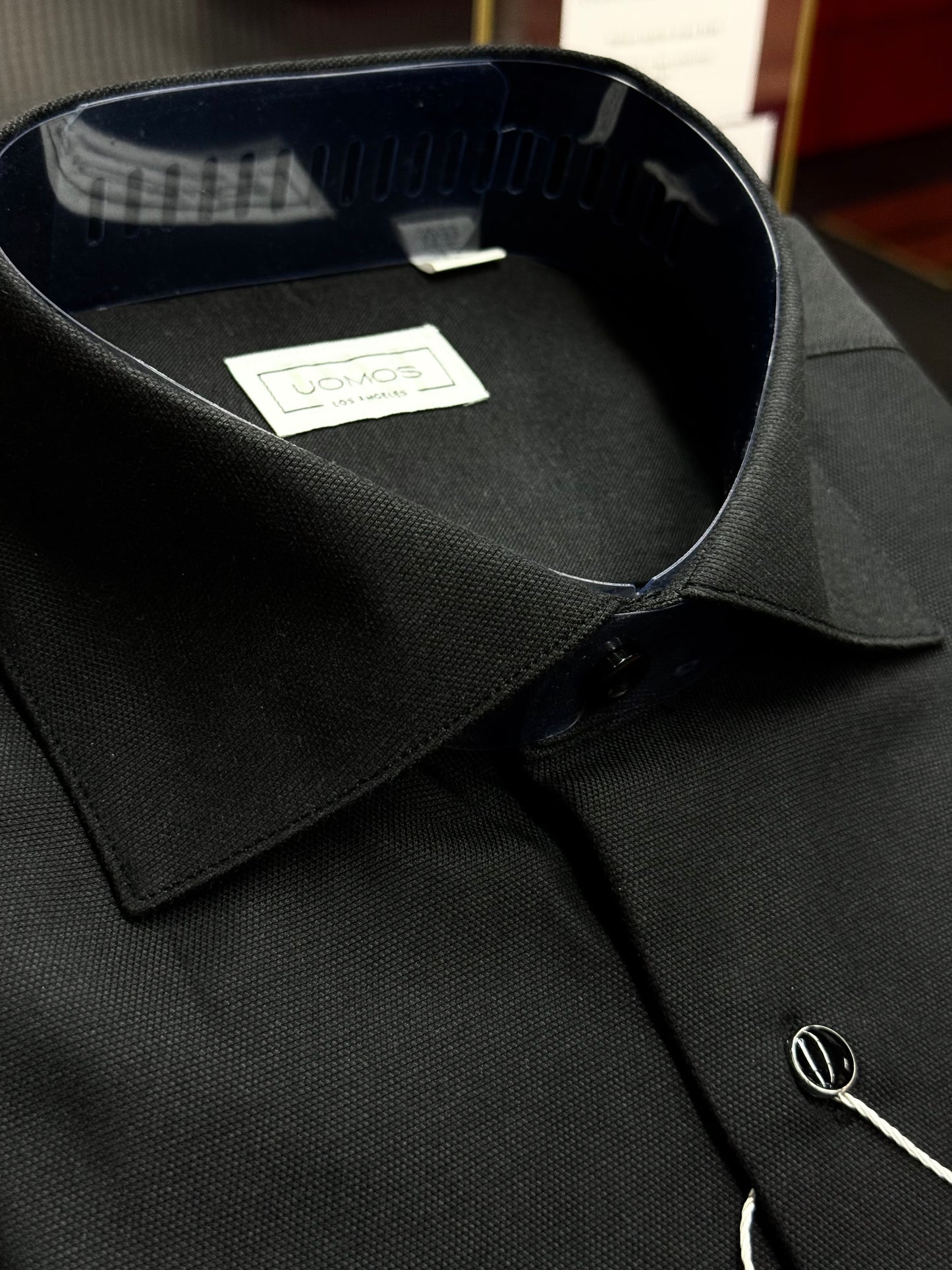 Tuxedo Black pique cotton tuxedo shirt slim fit