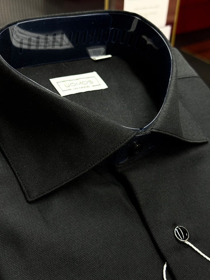 Tuxedo Black pique cotton tuxedo shirt slim fit