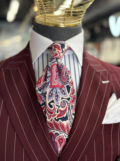 Necktie Crimson Big Paisley
