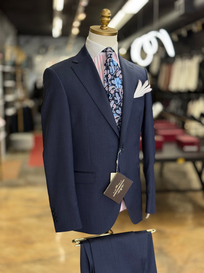 The Vitale Barberis Canonico Italian Wool Suit in Textured Navy Slim Fit