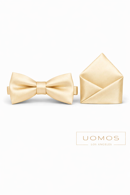 Butter Champagne Bow tie & Pocket Square set.
