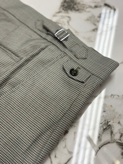 Sage Olive Green Micro Houndstooth Wide Notch Lapel Two Pieces Suit