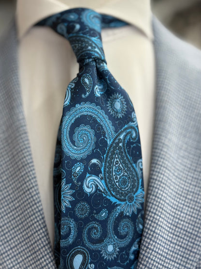 Necktie Bold Paisley Navy & Turquoise