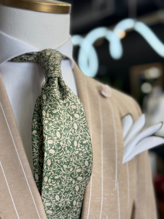 Necktie Floral Green & Vanilla