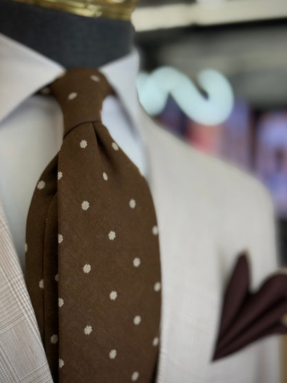 Necktie Polka Dot Brown & Beige