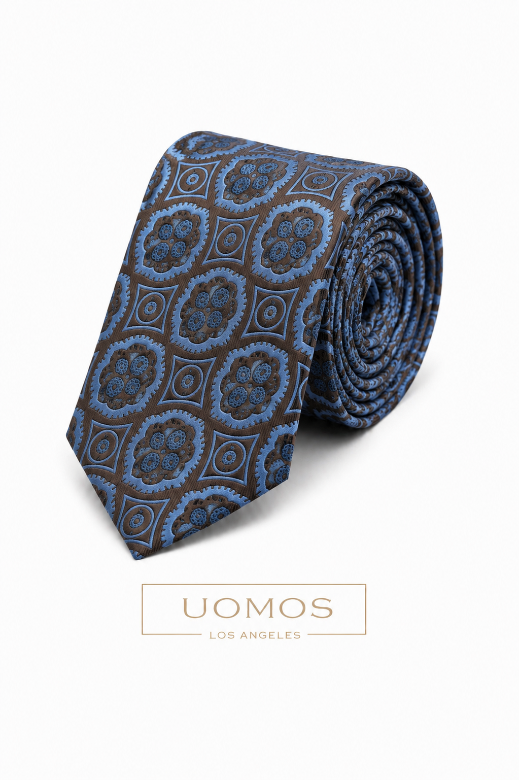 Necktie Azure Mosaic Espresso Plum & Powder Blue