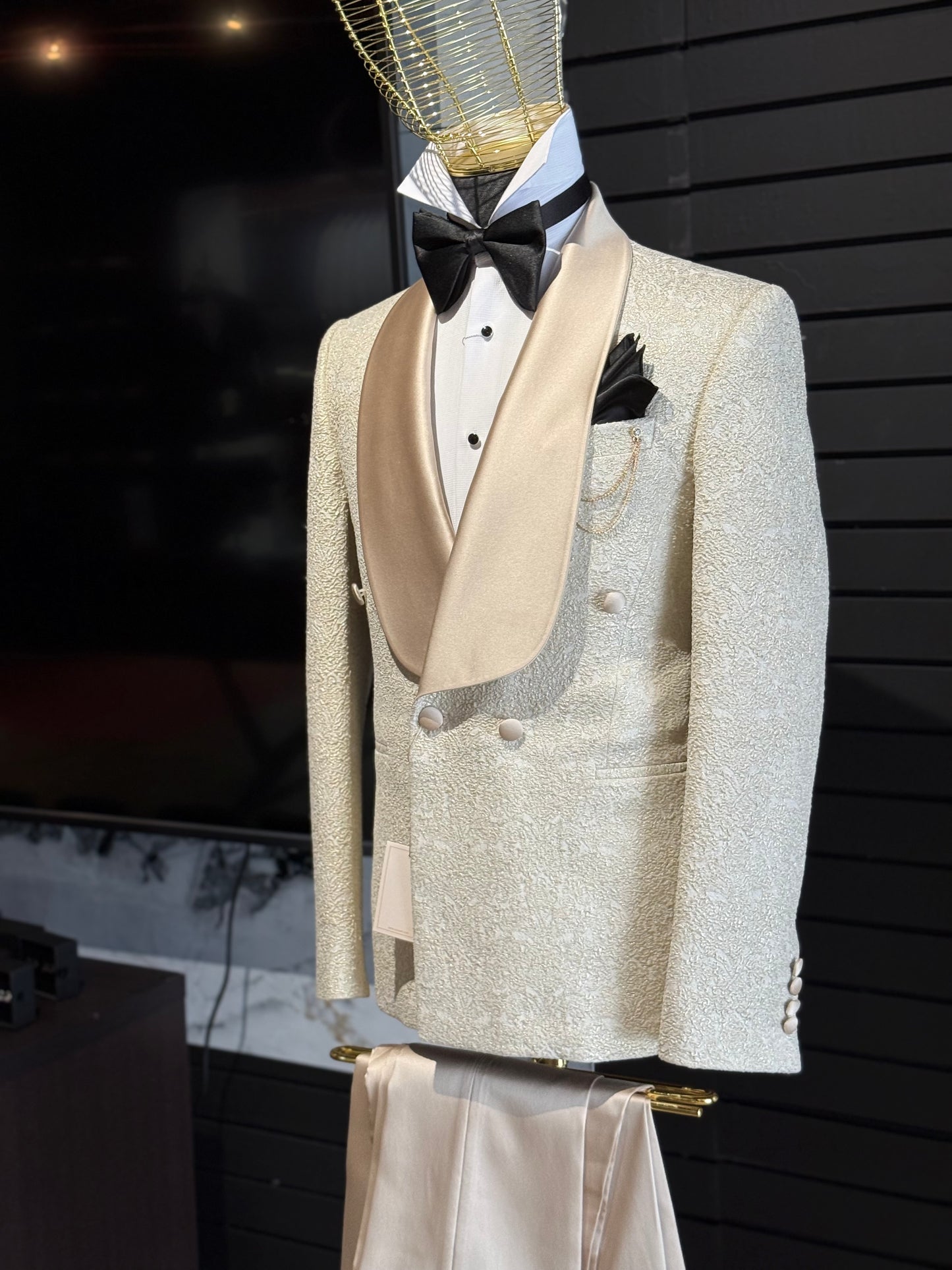 Gold / Champagne Shawl Double Breasted Tuxedo