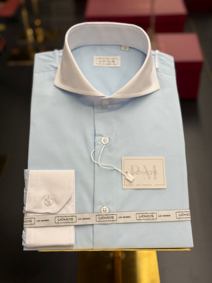 Light Blue & White Cutaway Collar and Cuffs Poplin