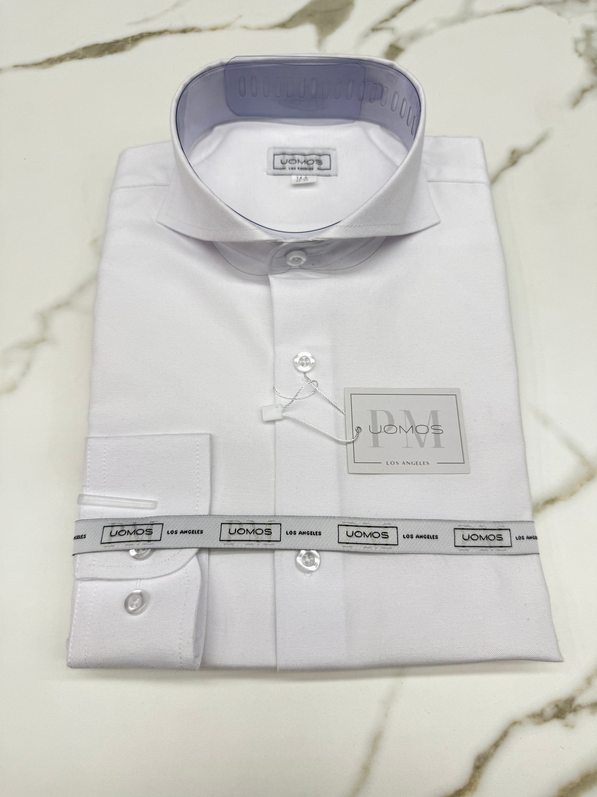 White oxford cut-away cotton shirt slim fit The Perfect Fit by UOMOS White oxford cut-away cotton shirt slim fit The Perfect Fit by UOMOS