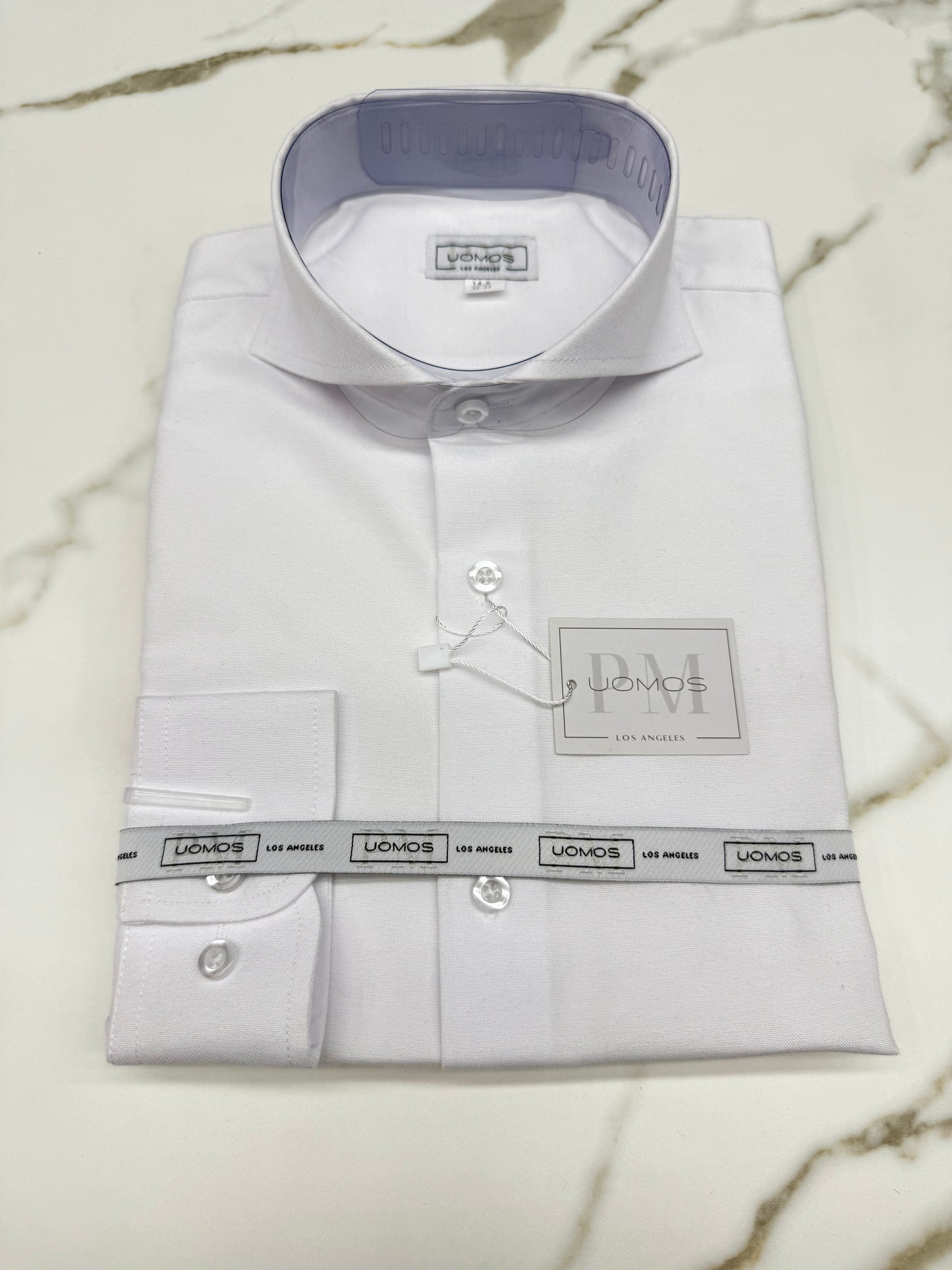White oxford cut-away cotton shirt slim fit