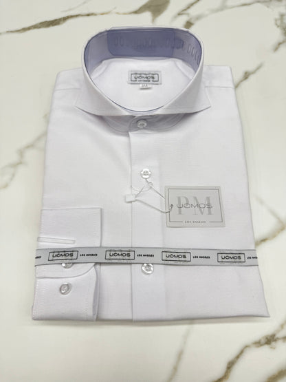 White oxford cut-away cotton shirt slim fit