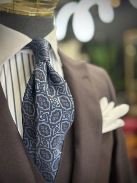 Necktie Azure Mosaic Espresso Plum & Powder Blue