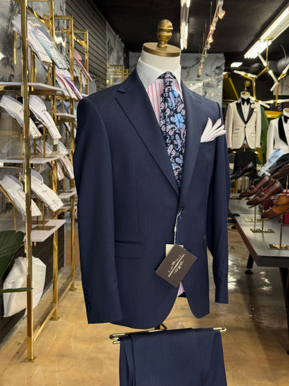 The Vitale Barberis Canonico Italian Wool Suit in Textured Navy Slim Fit