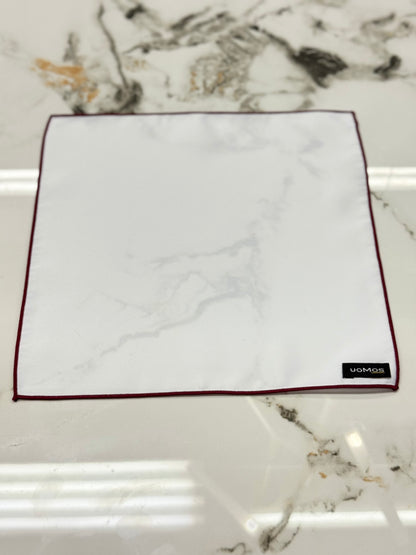White pocket square / Burgundy trim