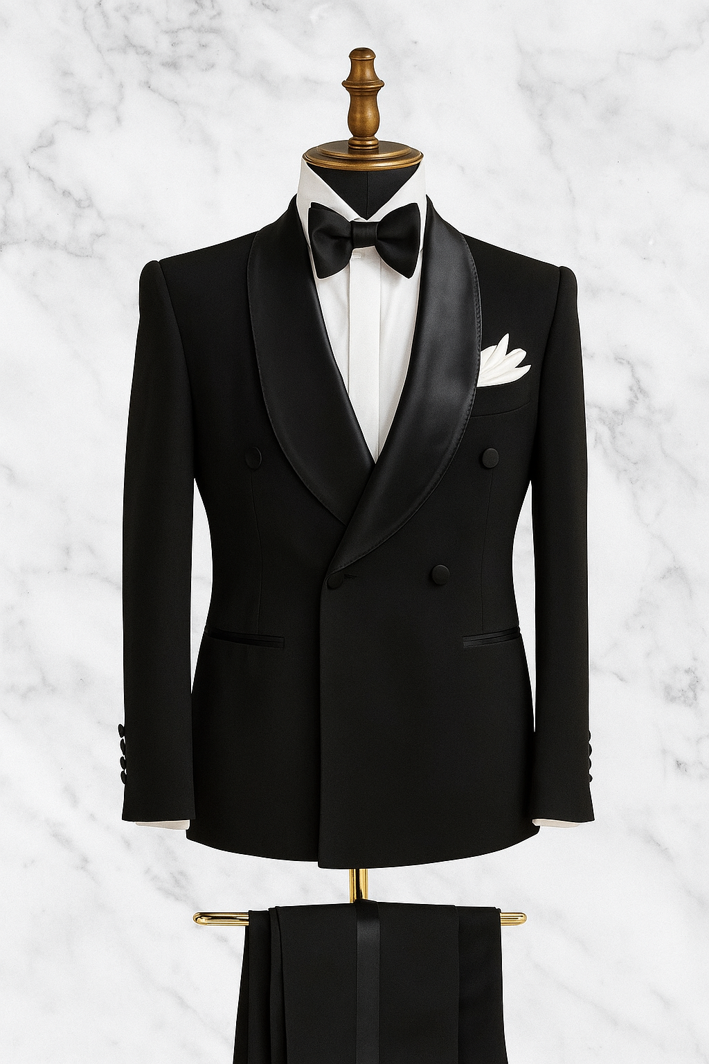 Black Shawl Lapel Tuxedo Double Breasted