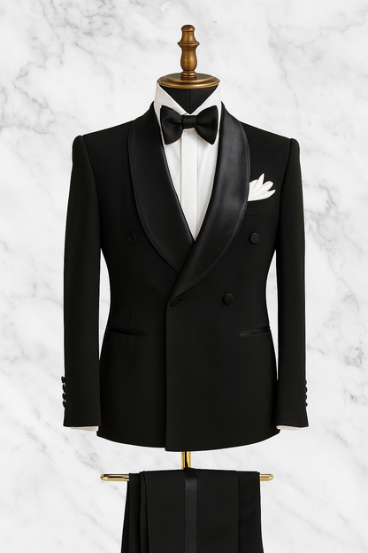 Black Shawl Lapel Tuxedo Double Breasted