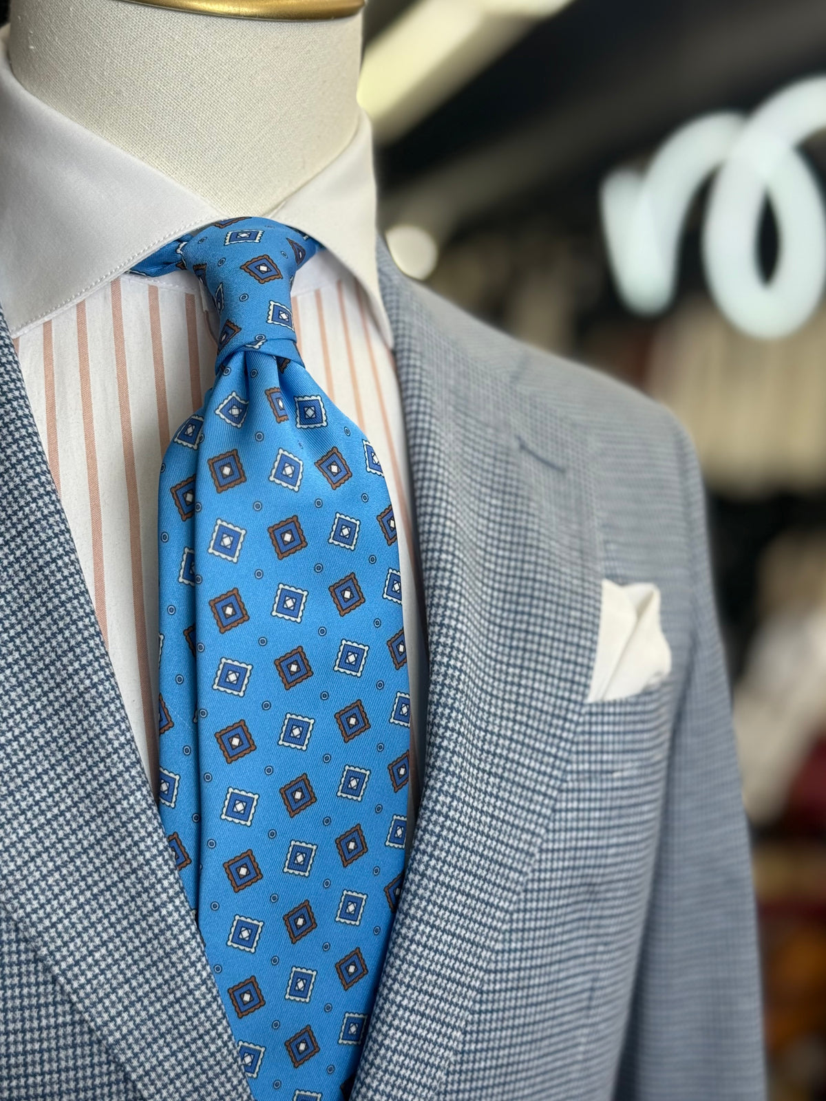 Necktie Geometric L Blue