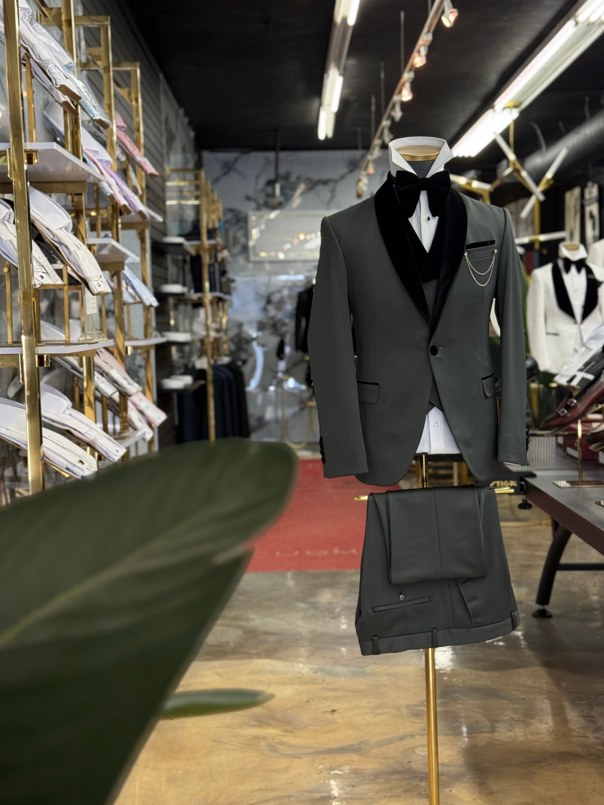 Olive Green Shawl Lapel Velvet Edition