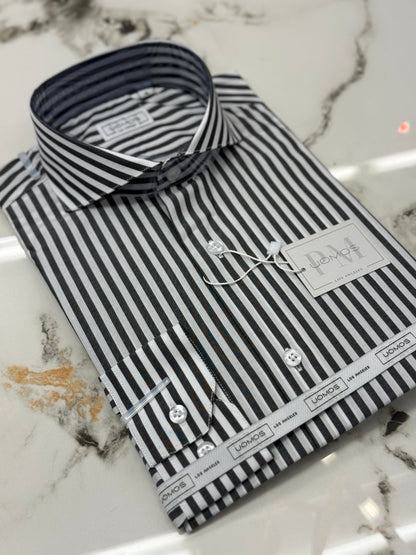 White and Black cut-away cotton shirt slim