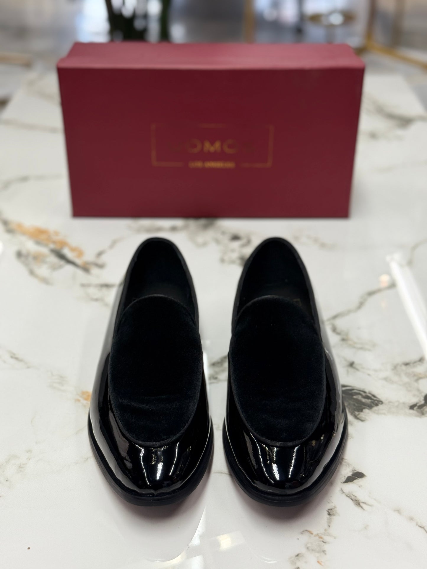 UOMOS Loafers Black Velvet & pure patent leather Tuxedo