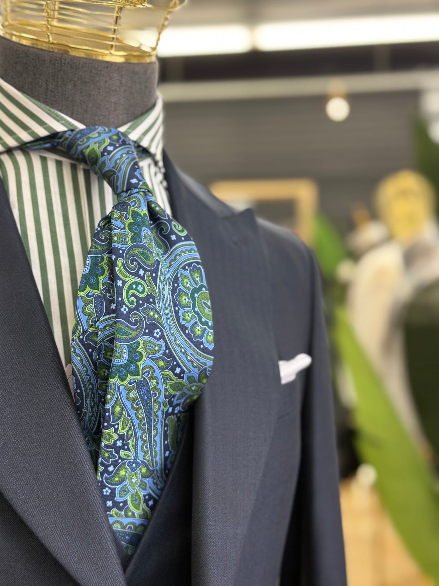 Necktie Big Paisley Blue & Green