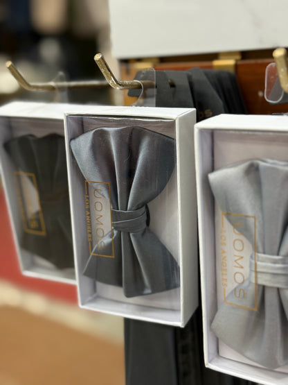 Charcoal Steel Grey Bow tie & Pocket Square set.