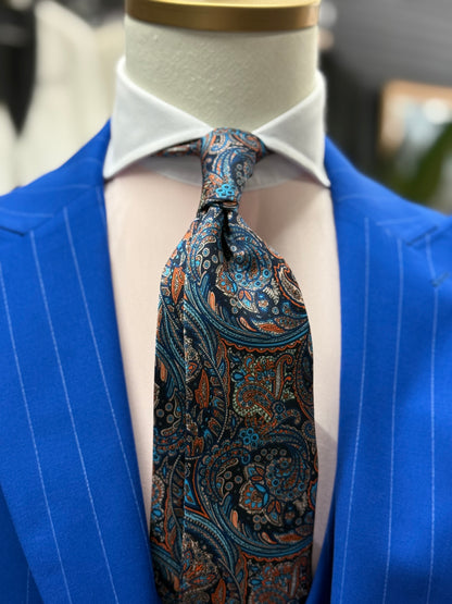 Necktie Mid Paisley Blur & Peach Orange