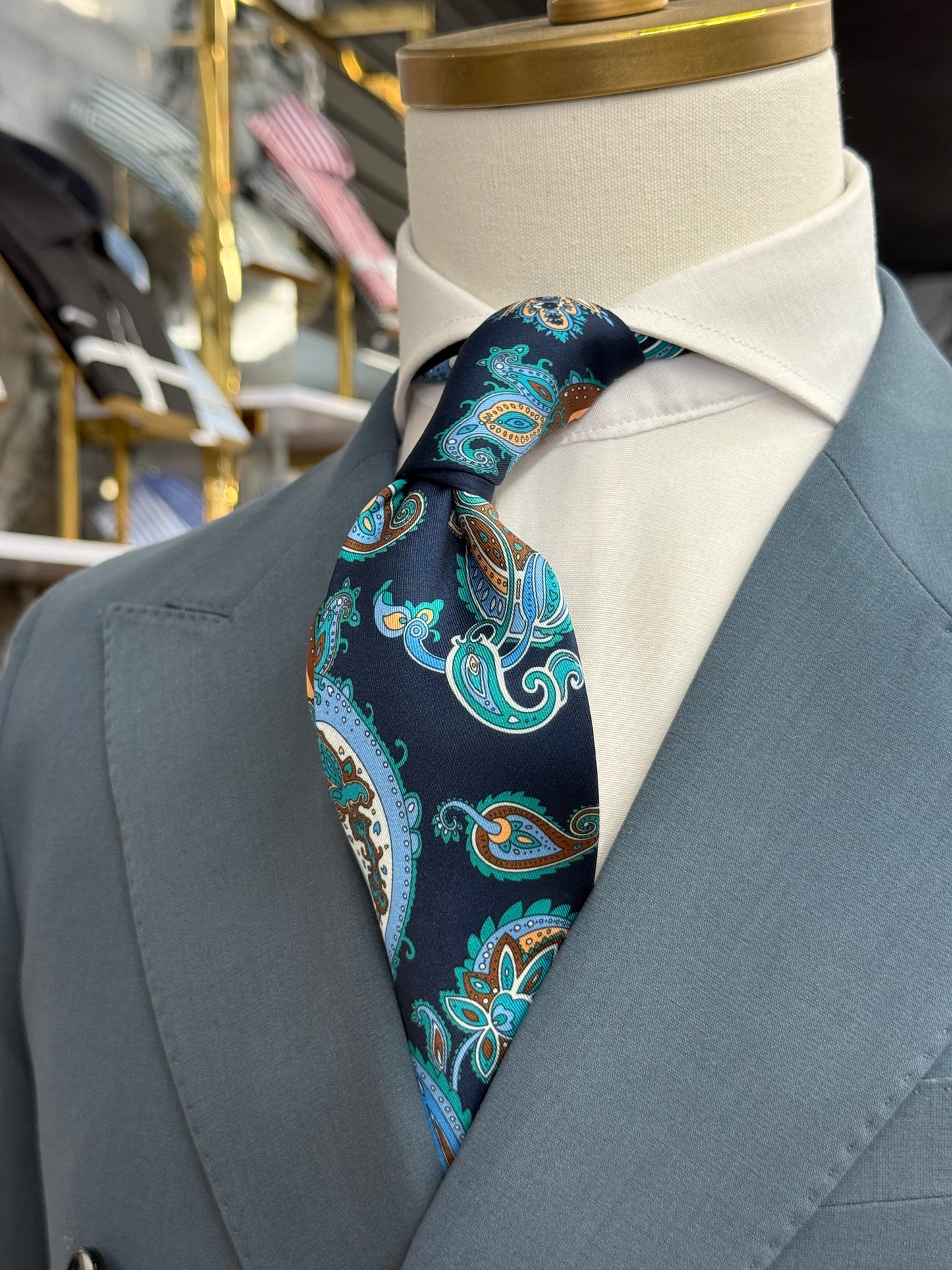 Necktie Big Paisley Navy & Teal