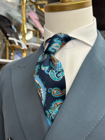 Necktie Big Paisley Navy & Teal