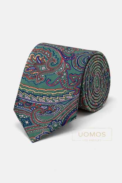 Necktie Big Paisley Green