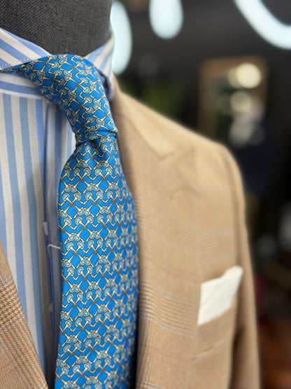 Necktie Horsebit L Blue & Gold