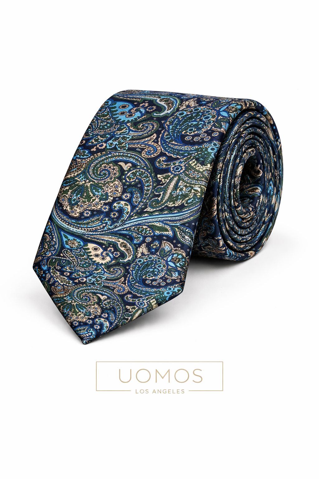 Necktie Paisley Blue and Green