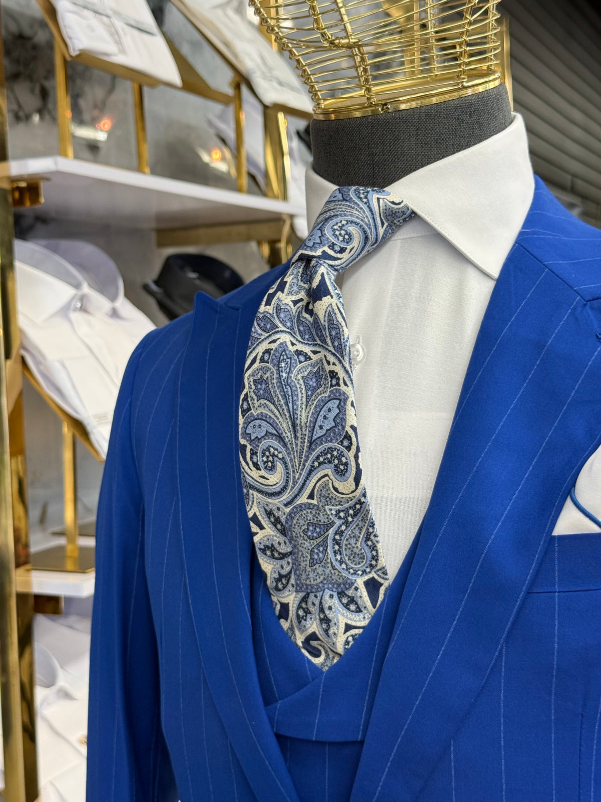 Necktie Cobalt Blue Big Paisley