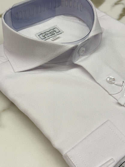 White oxford cut-away cotton shirt slim fit