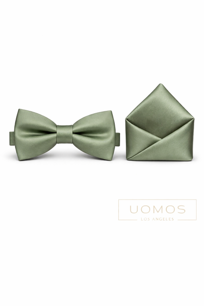 Laurel Eucalyptus Green Bow tie & Pocket Square set.