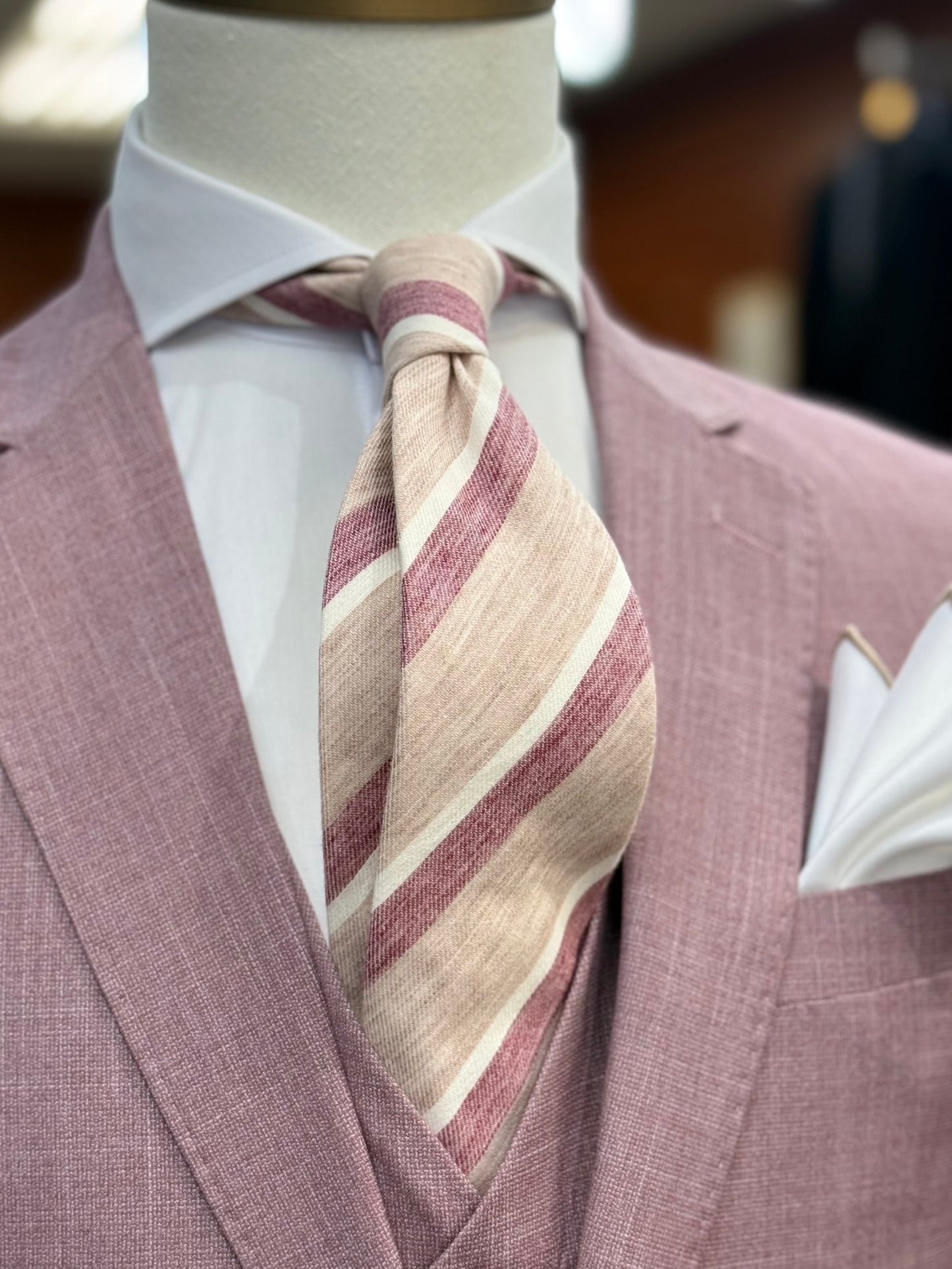 Necktie Regimental Blush Tan & Burgundy Textured tie